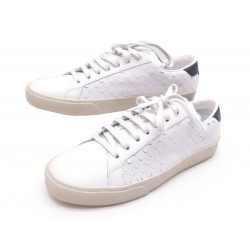 NEUF CHAUSSURES SAINT LAURENT 472093 38.5 BASKETS EN CUIR BLANC SNEAKERS 495€