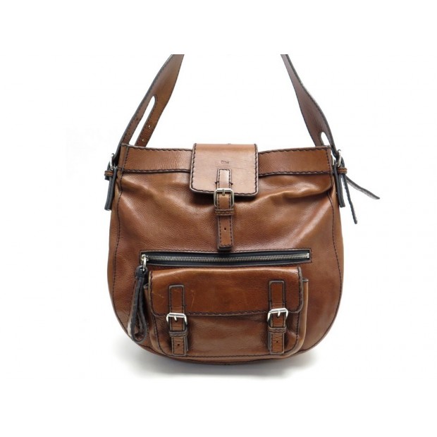 SAC A MAIN CHLOE EDITH HOBO EN CUIR MARRON BROWN LEATHER HAND BAG PURSE 1600€