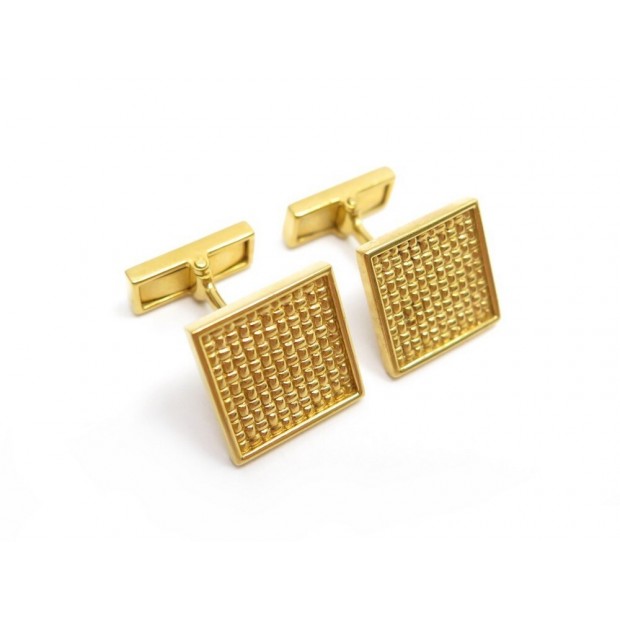 BOUTONS DE MANCHETTES CARTIER CARRE OR JAUNE 18K 13GR BOITE GOLD CUFFLINKS 3250€