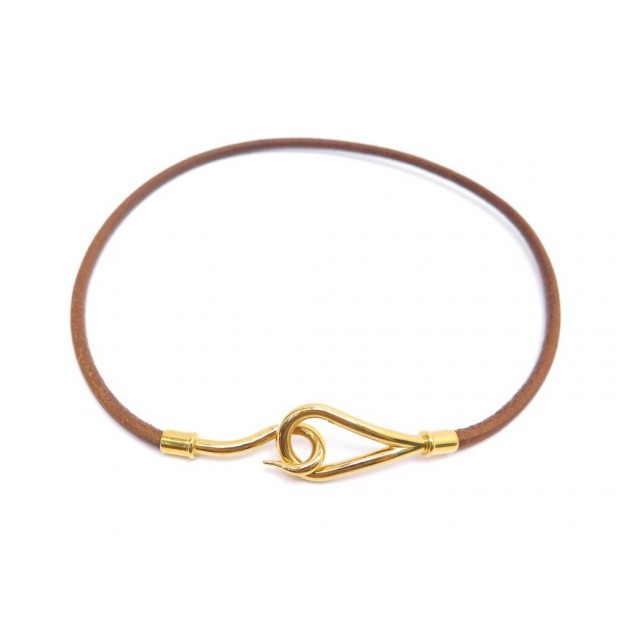 COLLIER HERMES JUMBO 36 CM CUIR MARRON BOITE BRACELET DOUBLE TOUR NECKLACE 270€