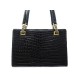 VINTAGE SAC A MAIN GUCCI EN CUIR DE CROCODILE NOIR BLACK LEATHER HANDBAG