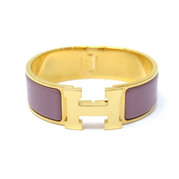 NEUF BRACELET HERMES CLIC CLAC H T19 65MM EMAIL ET METAL DORE + BOITE JEWEL 615€