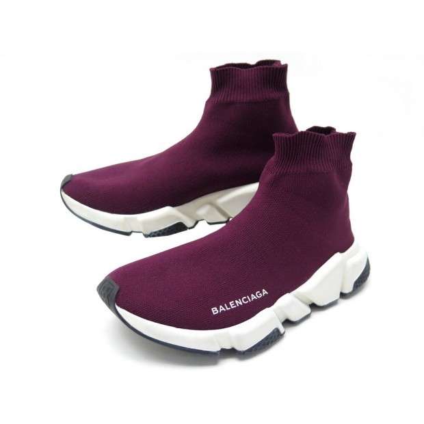 CHAUSSURES BALENCIAGA SPEED 38 BASKETS TOILE BORDEAUX CANVAS SNEAKERS SHOES 645€