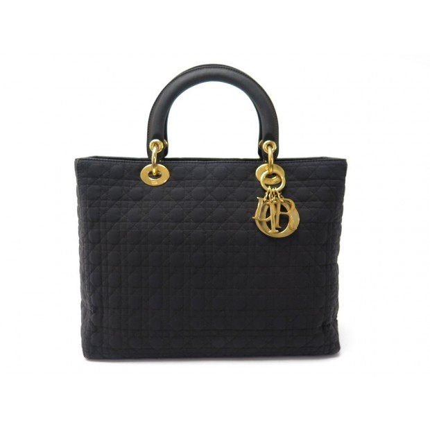 SAC A MAIN CRISTIAN DIOR LADY LARGE EN TOILE CANNAGE CANVAS NOIR HAND BAG 3100€