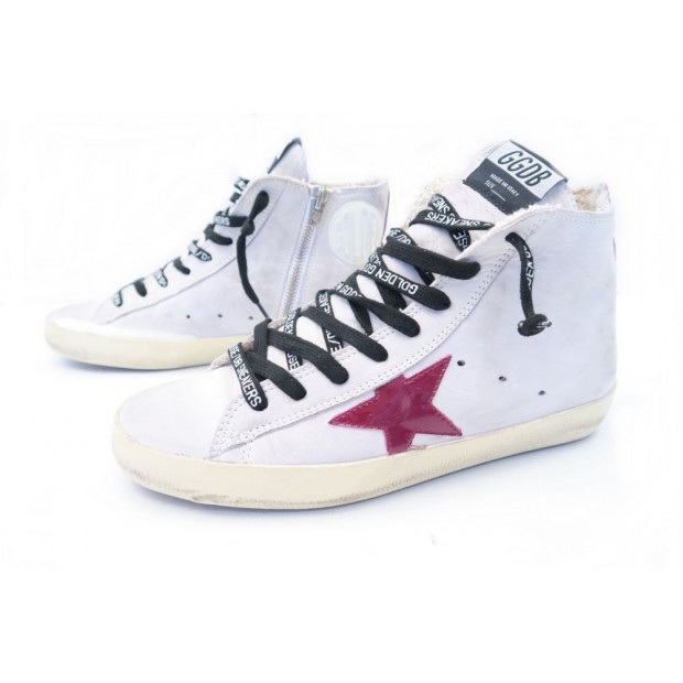 CHAUSSURES GOLDEN GOOSE FRANCY 39 BASKETS MONTANTES EN CUIR VIEILLI SNEAKER 500€