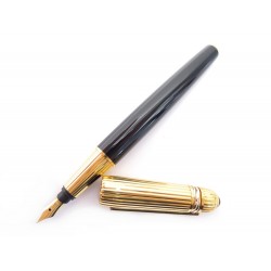 STYLO PLUME CARTIER PASHA CARTOUCHES LAQUE NOIRE & PLAQUE OR FOUNTAIN PEN 800€