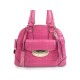 NEUF SAC A MAIN LANCEL ADJANI EN CUIR FACON CROCO ROSE + DUSTBAG 