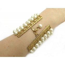 VINTAGE BRACELET CHANEL 8 RANGS DE PERLES VICTOIRE DE CASTELLANE 1990 PEARLS