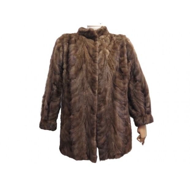 NEUF MANTEAU YVES SAINT LAURENT M 40 EN FOURRURE DE VISON MARRON MINK FUR COAT