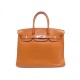 SAC A MAIN HERMES BIRKIN 35 EN CUIR TOGO ORANGE 2007 ATTRIBUTS PALLADIES PURSE