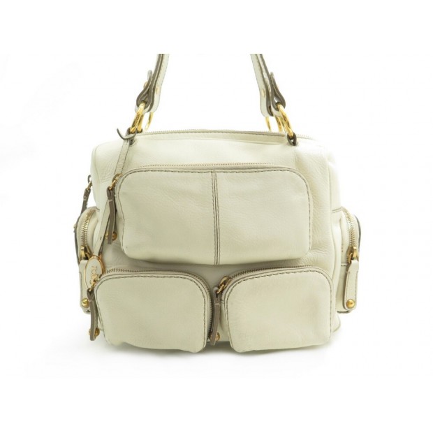 SAC A MAIN TOD'S PORTE EPAULE 29 CM EN CUIR CREME LEATHER HAND BAG PURSE 995€