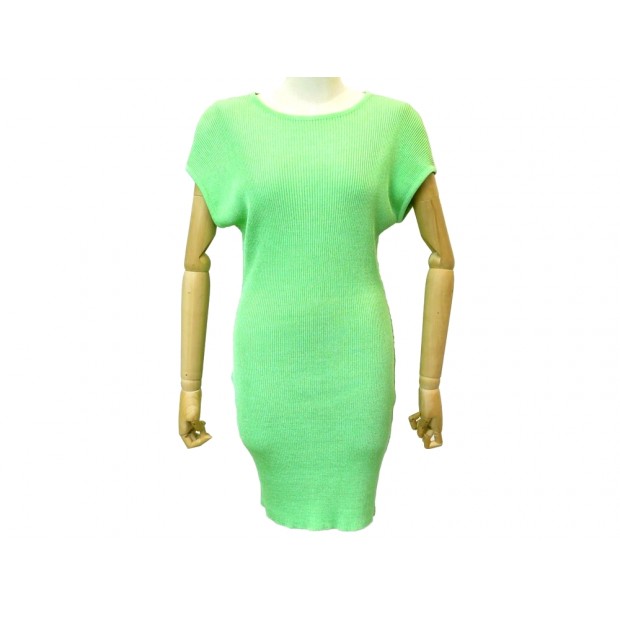 NEUF ROBE PULL CHANEL SANS MANCHES M 38 EN COTON VERT COTTON SWEATER DRESS 2550€