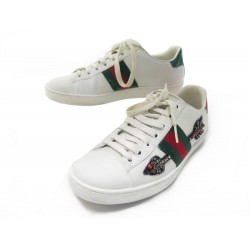 CHAUSSURES GUCCI BASKETS ACE 454551 36 IT 37 FR CUIR BLANC SNEAKERS SHOES 650€