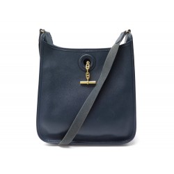 SAC A MAIN HERMES VESPA PM BANDOULIERE EN CUIR COURCHEVEL BLEU MARINE BAG 2800€