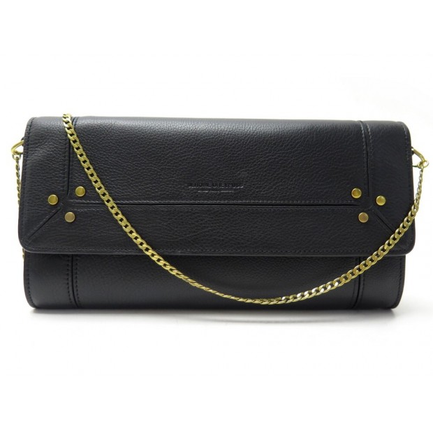 NEUF SAC A MAIN JEROME DREYFUSS PORTEFEUILLE CHAINE PIF GOLD CUIR NOIR WOC 390€