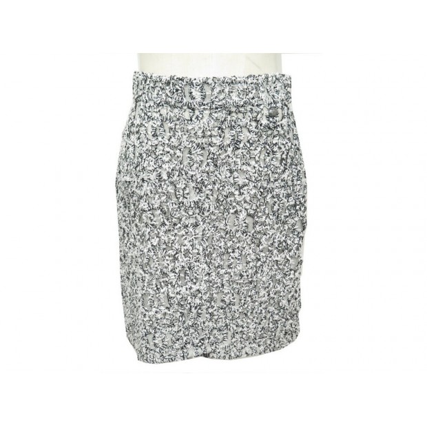 JUPE COURTE CHANEL P50974 M 40 EN TWEED DE COTON GRIS COTTON SHORT SKIRT 2320€