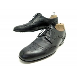 CHAUSSURES HERMES DERBY BOUTS FLEURIS 42 EN CUIR NOIR BLACK LEATHER SHOES 720€