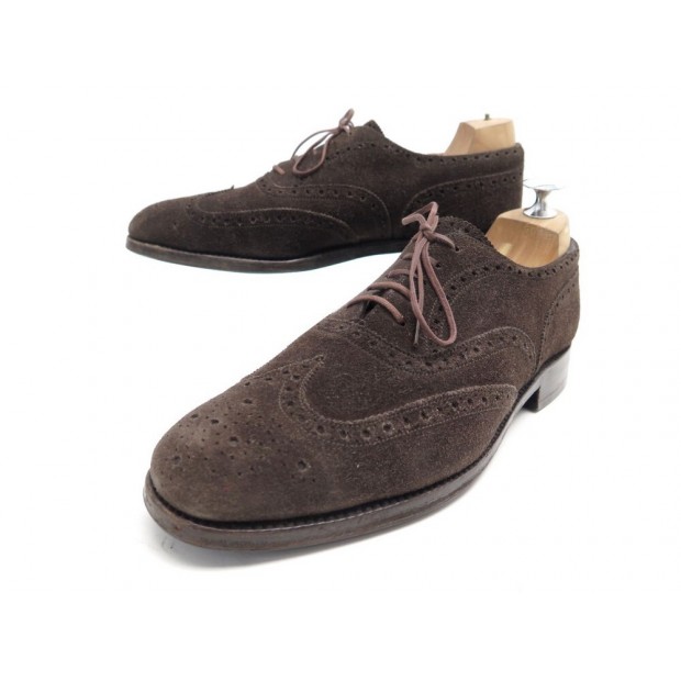 CHAUSSURES JM WESTON RICHELIEU 376 BOUT FLEURI 6D 40 EN DAIM MARRON SHOES 710€