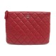 TROUSSE CHANEL POCHETTE CLASSIQUE EN CUIR MATELASSE ROUGE LEATHER POUCH 980€