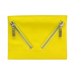 NEUF POCHETTE KENZO KALIFORNIA GOMMATO EN CUIR JAUNE TROUSSE NEW POUCH BAG 305€