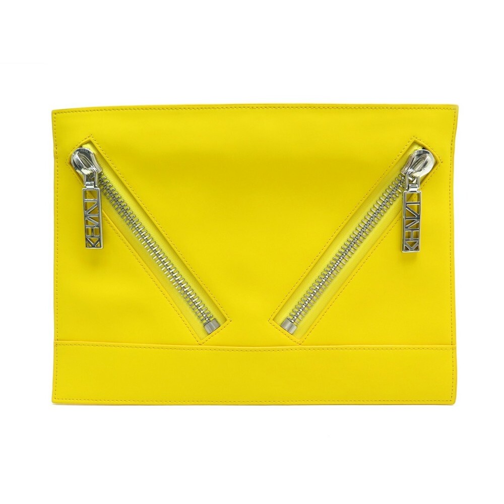 pochette kenzo kalifornia gommato en cuir jaune