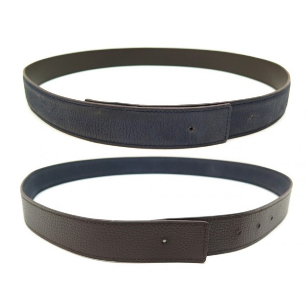 LIEN CEINTURE HERMES REVERSIBLE TAILLE 85 EN CUIR BLEU MARINE & MARRON BELT 370€