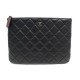 TROUSSE CHANEL POCHETTE CLASSIQUE EN CUIR MATELASSE NOIR LEATHER POUCH 980€