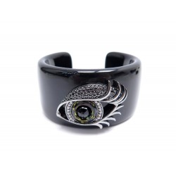 BRACELET STEPHEN WEBSTER MANCHETTE ENVY EYE 15CM RESINE NOIR & ARGENT MASSIF