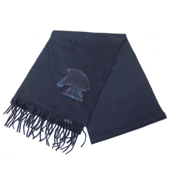 NEUF ECHARPE HERMES PATCH BRODE HIGHLANDS EN CACHEMIRE BLEU BOITE SCARF 375€