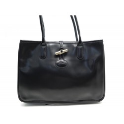 SAC A MAIN LONGCHAMP CABAS ROSEAU L CUIR NOIR 2686051001 LEATHER HAND BAG 450€