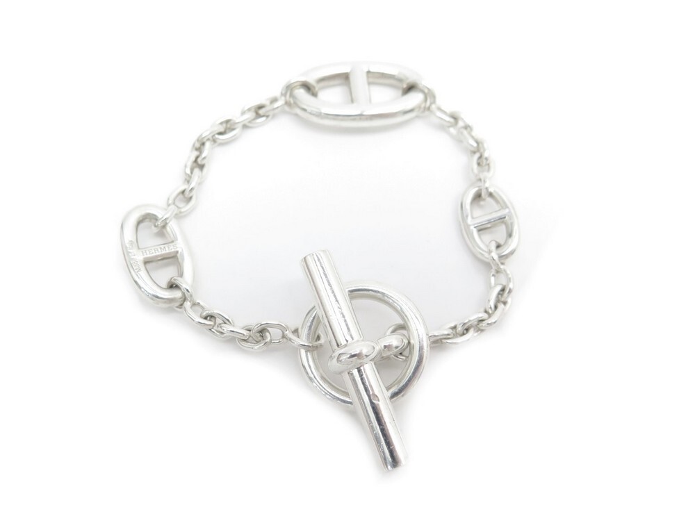 Best Price Hermes Farandole 925 Sterling Silver Three Ship Anchor Charm  Women Chain Bracelet H104567B 00SH