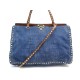 SAC A MAIN VALENTINO CABAS ROCKSTUD TOILE DENIM BLEU BANDOULIERE HAND BAG 1890€