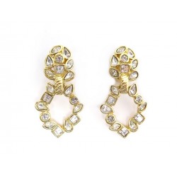 NEUF VINTAGE BOUCLES D'OREILLES YVES SAINT LAURENT PENDANTES STRASS EARRINGS