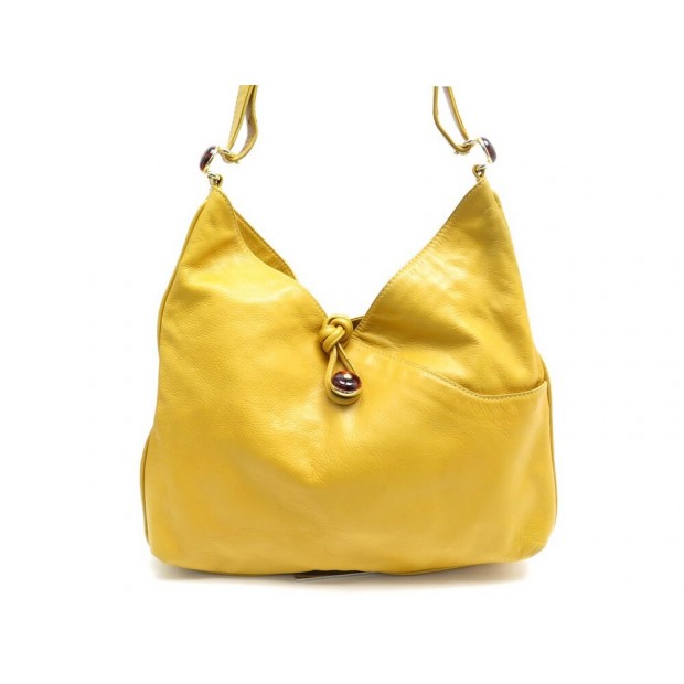 VINTAGE SAC A MAIN FENDI HOBO EPAULE EN CUIR JAUNE 35 CM LEATHER HAND BAG PURSE