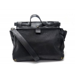 NEUF SAC A MAIN JEROME DREYFUSS CARLO BANDOULIERE CUIR NOIR LEATHER HANDBAG 860€