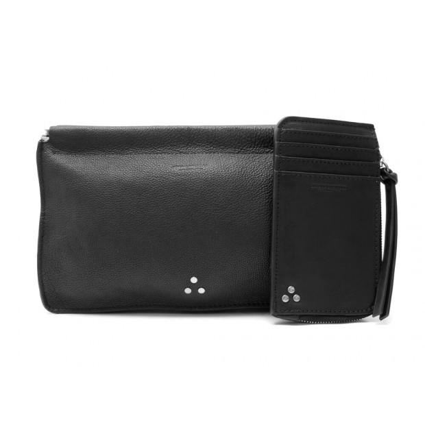 NEUF POCHETTE JEROME DREYFUSS CLIC CLAC L ARGENT PORTE CARTES CLYDE NOIR 400€