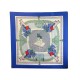 VINTAGE FOULARD HERMES LE PAVE DU ROY PAR HUGO GRYGKAR SOIE BLEU SILK SCARF 385€