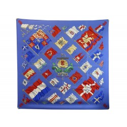 FOULARD HERMES PAVOIS PAR PHILIPPE LEDOUX EN SOIE BLEU BLUE SILK SCARF 385€