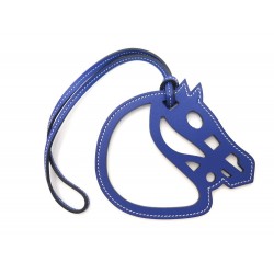 NEUF CHARM HERMES PADDOCK CHEVAL H075352CA7Q EN CUIR SWIFT BLEU + BOITE 438€