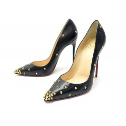 NEUF CHAUSSURES CHRISTIAN LOUBOUTIN PIGALLE CLOUS 40 ESCARPINS EN CUIR NOIR 695€