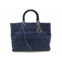 SAC A MAIN CHRISTIAN DIOR LADY LARGE TOILE DENIM CANNAGE BANDOULIERE BAG 3600€