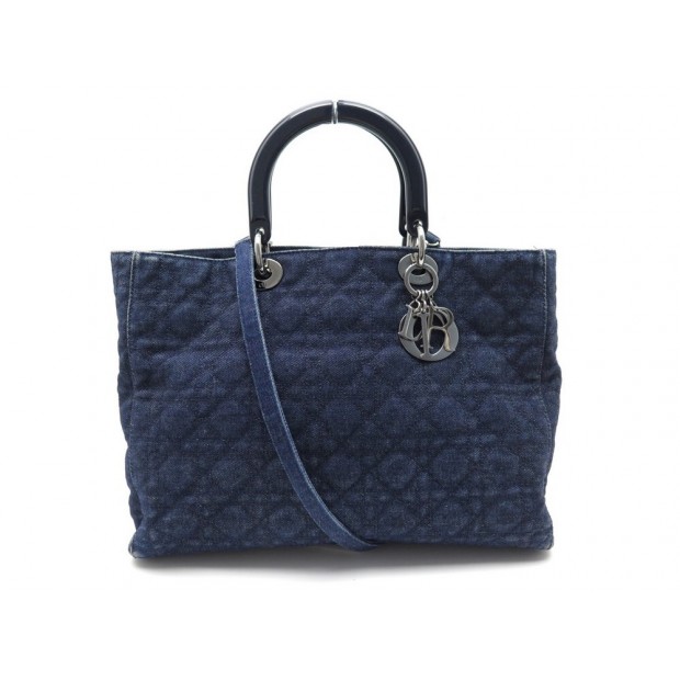 SAC A MAIN CHRISTIAN DIOR LADY LARGE TOILE DENIM CANNAGE BANDOULIERE BAG 3600€