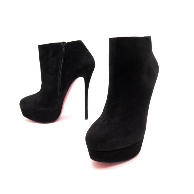 NEUF CHAUSSURES CHRISTIAN LOUBOUTIN BOTTINES DIRDIBOOTIE 36 DAIM NOIR BOOTS 945€