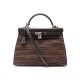 SAC A MAIN HERMES KELLY 32 RETOURNE VIBRATO 2006 BANDOULIERE CUIR MARRON PURSE