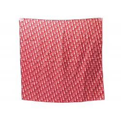 NEUF FOULARD CHRISTIAN DIOR CARRE 70 TOILE MONOGRAMME OBLIQUE ROUGE EN SOIE 330€