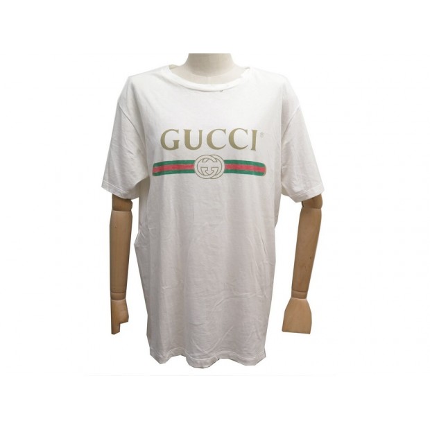 T-SHIRT GUCCI OVERSIZE A LOGO 457095 S 38 EN COTON BLANC HAUT TOP COTTON 390€