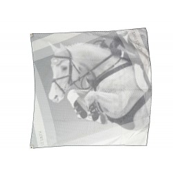 FOULARD HERMES LE SAUT H CARRE 90 EN SOIE BLANC + BOITE SILK SCARF 385€