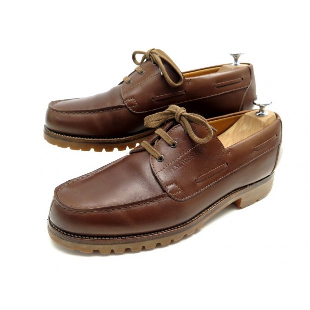 CHAUSSURES JM WESTON DERBY BATEAUX 690 9D 43 EN CUIR MARRON LEATHER SHOES 770€