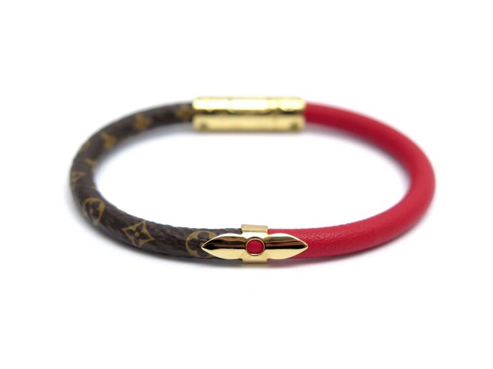 Daily confidential leather bracelet Louis Vuitton Red in Leather