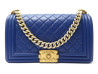 sac a main chanel boy medium cuir matelasse bleu